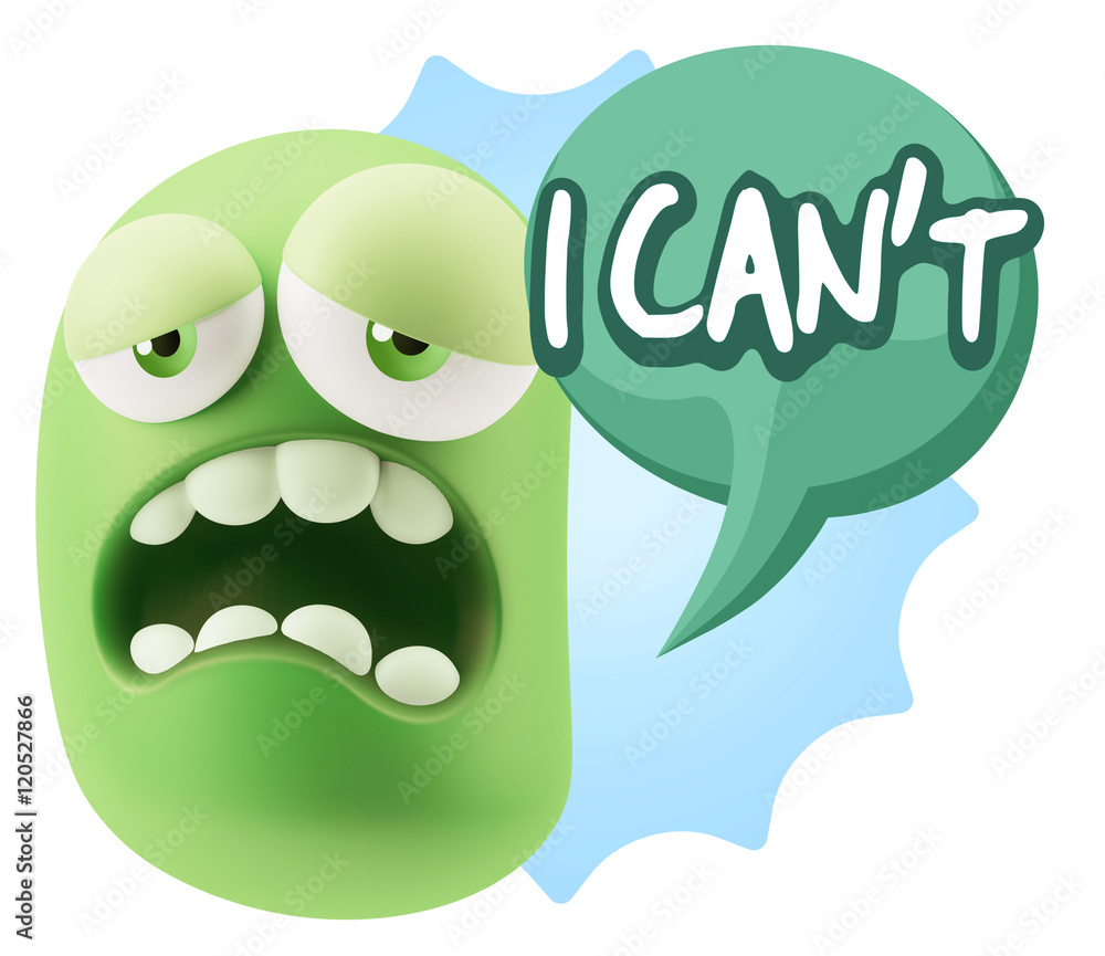 3d Rendering Sad Character Emoticon Expression saying I Can't wi 3d Rendering Sad Character Emoticon Expression saying I Can't wi