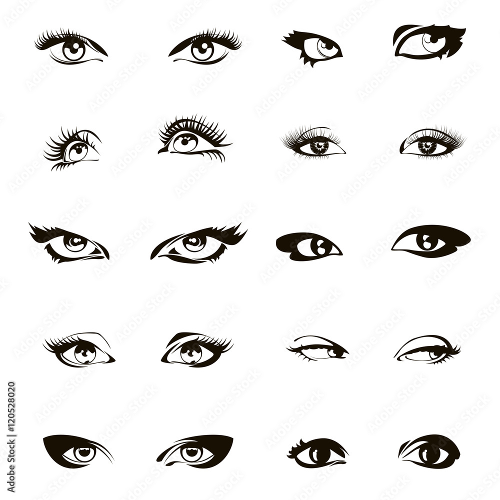 Woman eyes vector. Beautiful female eye set or ink drawing Stock Vector |  Adobe Stock