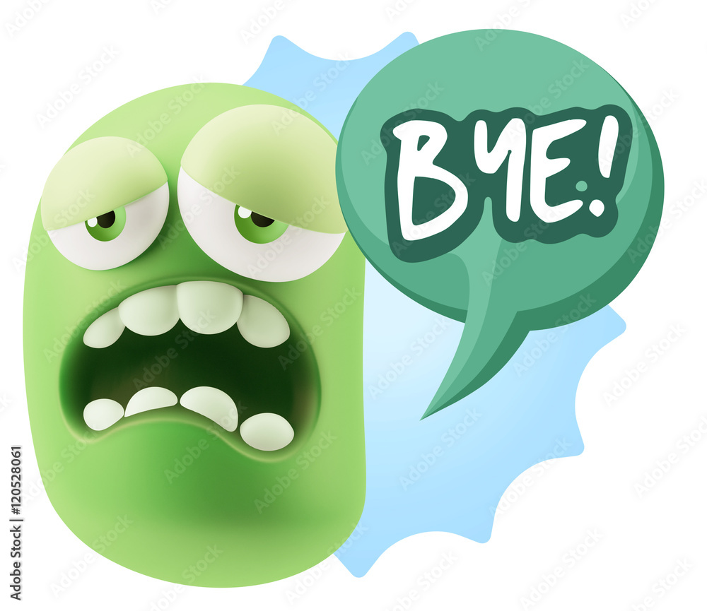 3d Rendering Sad Character Emoticon Expression saying Bye with C 3d Rendering Sad Character Emoticon Expression saying Bye with C