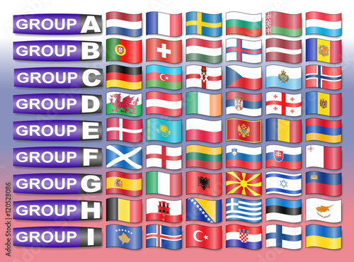 Flags of the European qualification group football