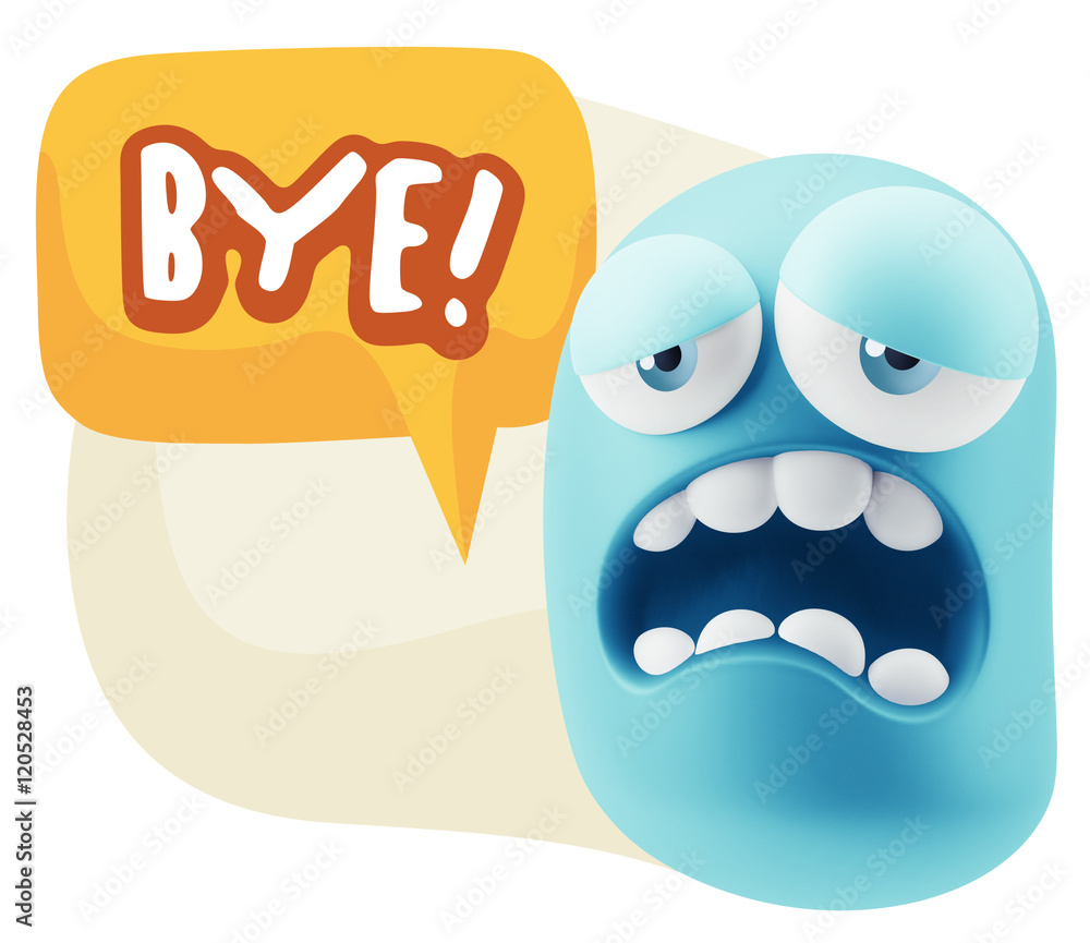 Obraz premium 3d Rendering Sad Character Emoticon Expression saying Bye with C