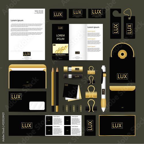 Corporate identity template set. Business mock-up LUX