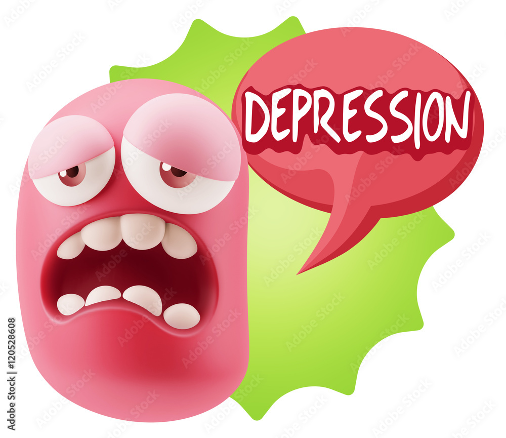 Obraz premium 3d Rendering Sad Character Emoticon Expression saying Depression