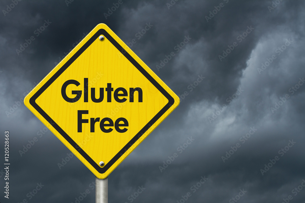 Gluten Free yellow warning highway road sign Gluten Free yellow warning highway road sign