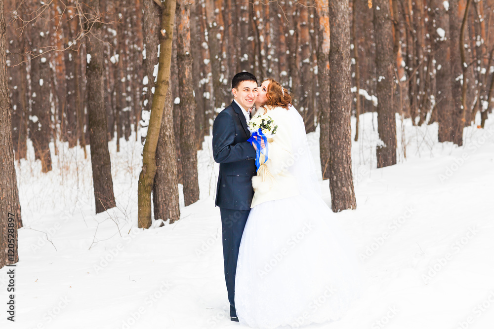 Wedding couple in winter Wedding couple in winter