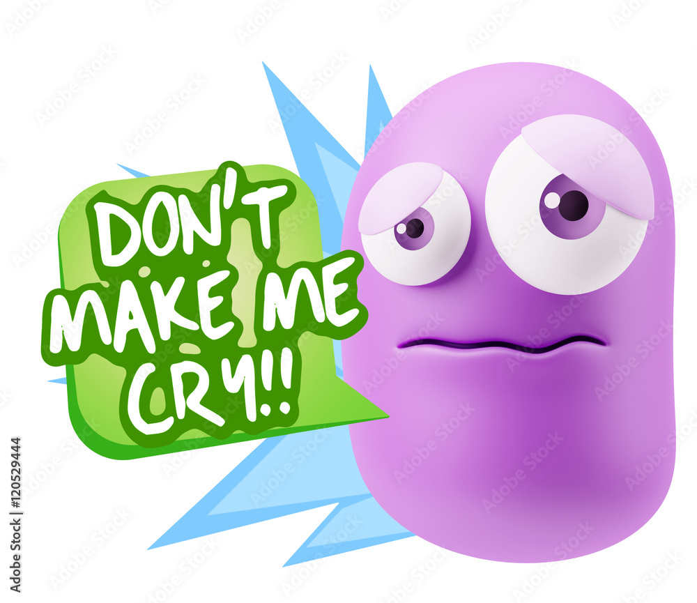 3d Rendering Sad Character Emoticon Expression saying Don't Make 3d Rendering Sad Character Emoticon Expression saying Don't Make