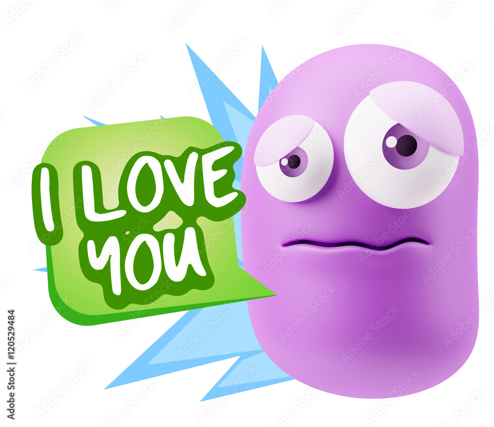 3d Rendering Sad Character Emoticon Expression saying I Love You 3d Rendering Sad Character Emoticon Expression saying I Love You