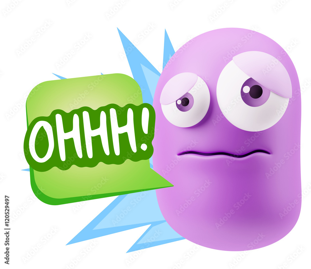 3d Rendering Sad Character Emoticon Expression saying Oh with Co 3d Rendering Sad Character Emoticon Expression saying Oh with Co