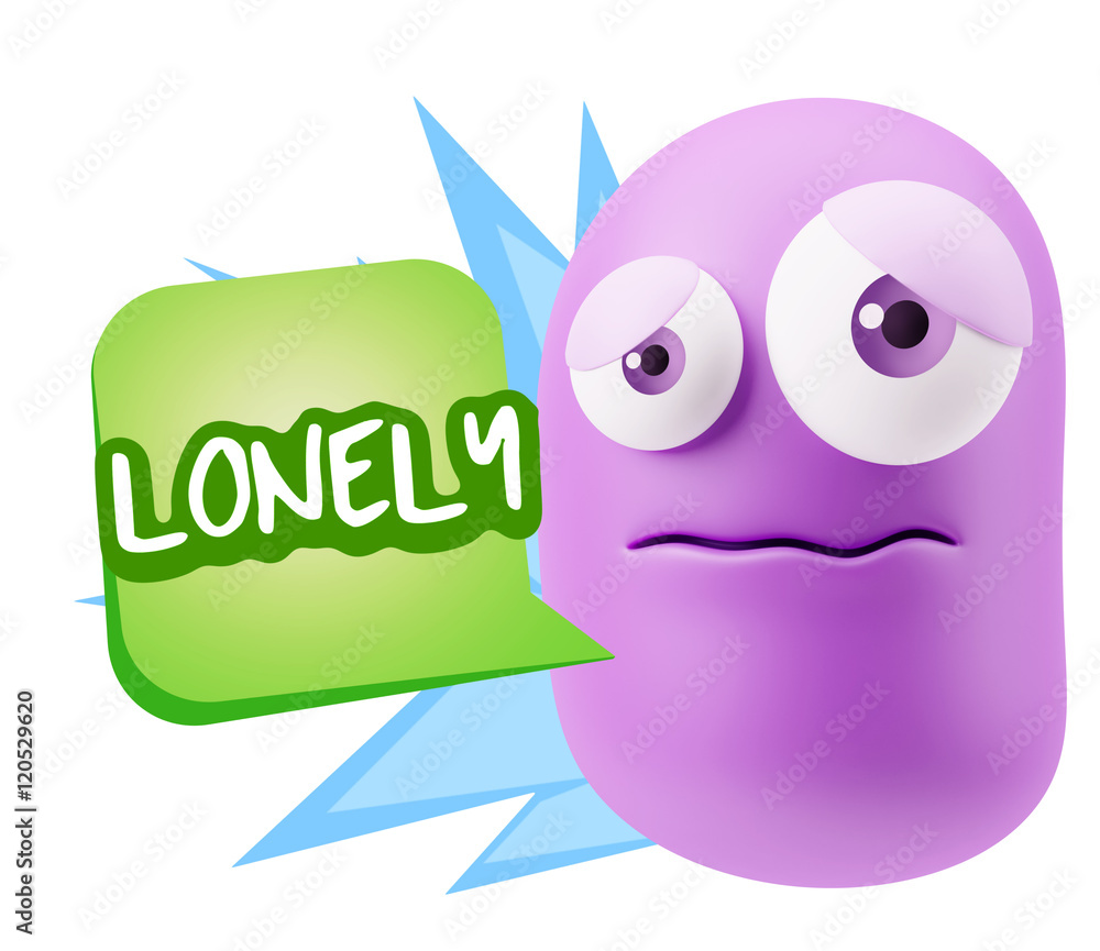3d Rendering Sad Character Emoticon Expression saying Lonely wit 3d Rendering Sad Character Emoticon Expression saying Lonely wit