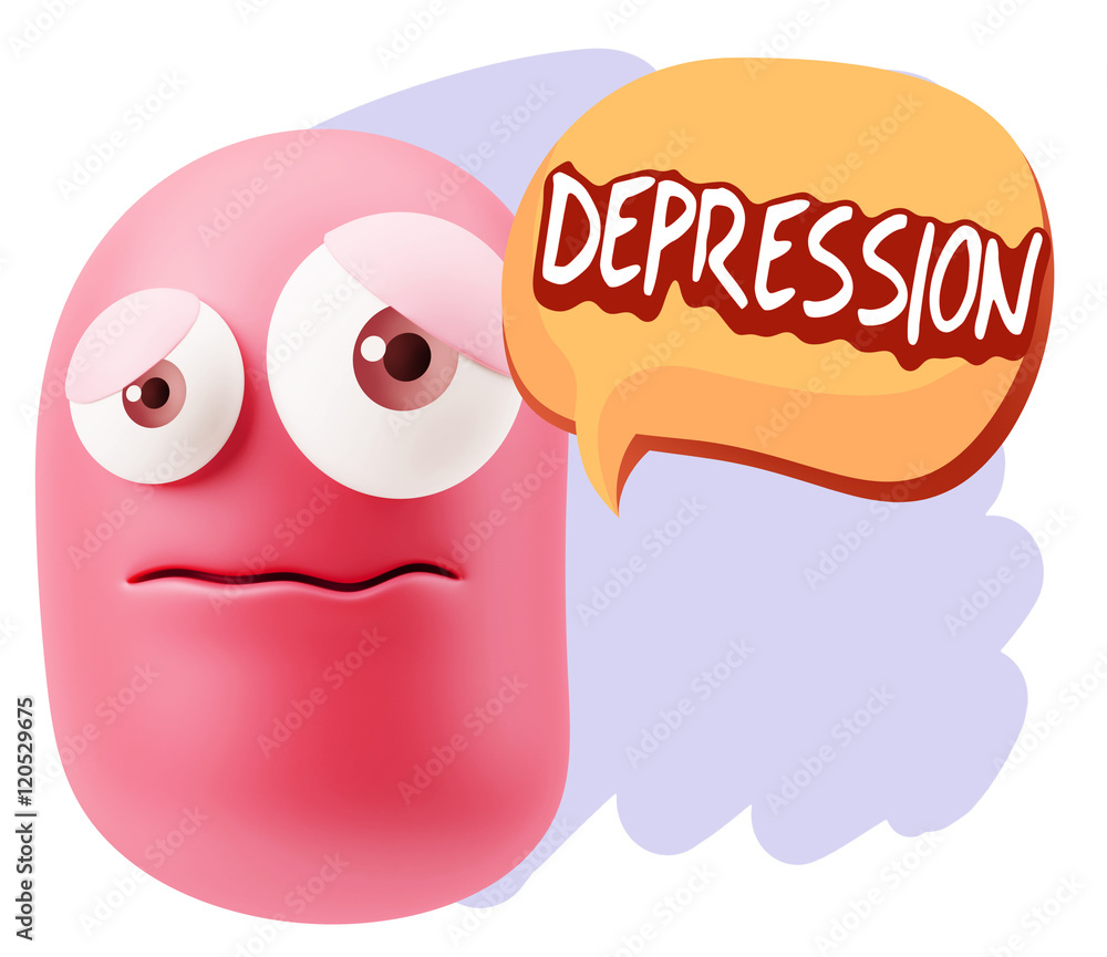 Obraz premium 3d Rendering Sad Character Emoticon Expression saying Depression
