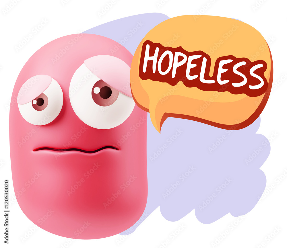 Obraz premium 3d Rendering Sad Character Emoticon Expression saying Hopeless w