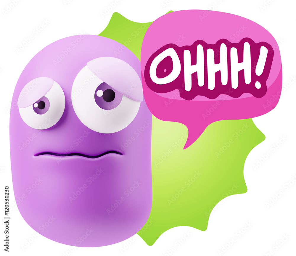 3d Rendering Sad Character Emoticon Expression saying Oh with Co 3d Rendering Sad Character Emoticon Expression saying Oh with Co
