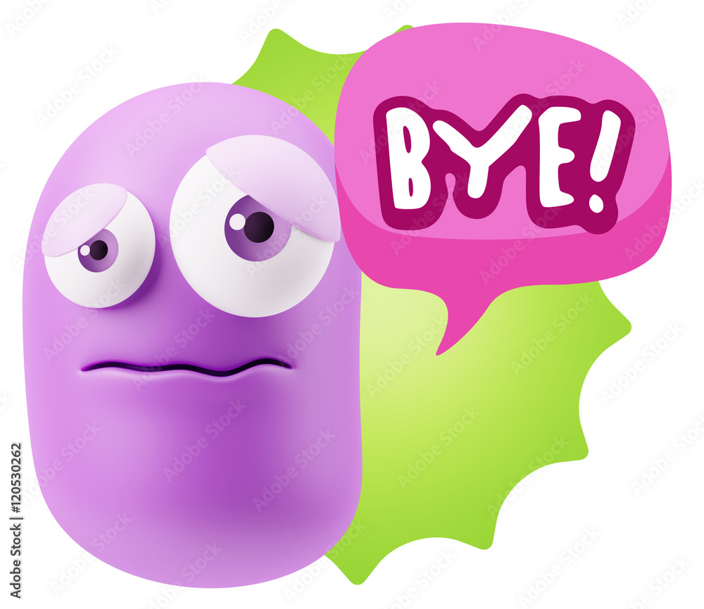 3d Rendering Sad Character Emoticon Expression saying Bye with C 3d Rendering Sad Character Emoticon Expression saying Bye with C