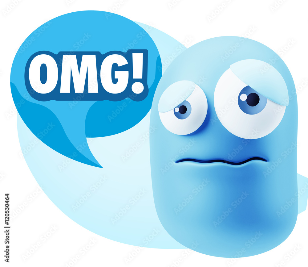 3d Rendering Sad Character Emoticon Expression saying OMG with C 3d Rendering Sad Character Emoticon Expression saying OMG with C