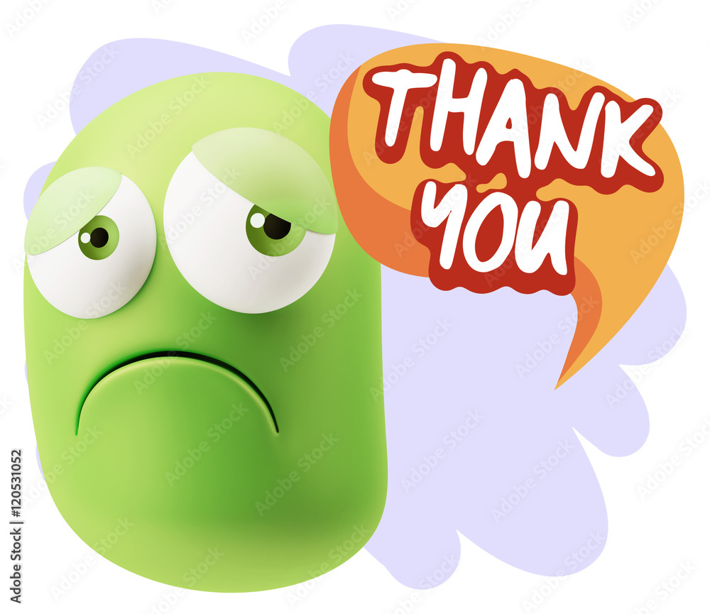 3d Rendering Sad Character Emoticon Expression saying Thank You 3d Rendering Sad Character Emoticon Expression saying Thank You