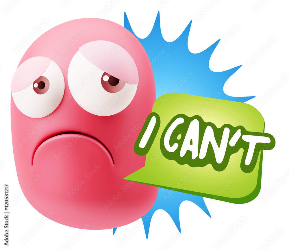 3d Rendering Sad Character Emoticon Expression saying I Can't wi 3d Rendering Sad Character Emoticon Expression saying I Can't wi