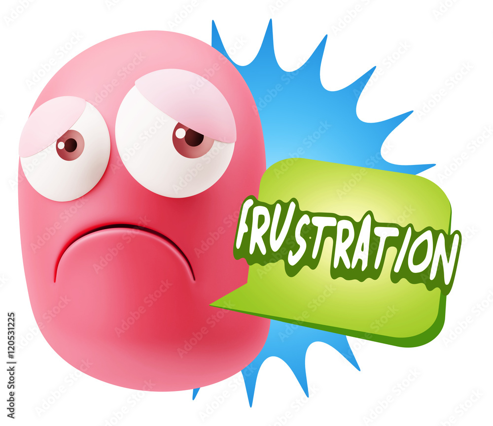 3d Rendering Sad Character Emoticon Expression saying Frustratio 3d Rendering Sad Character Emoticon Expression saying Frustratio