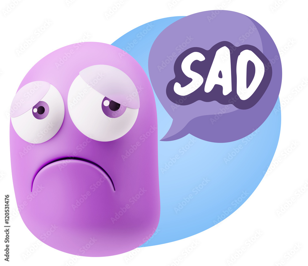 3d Rendering Sad Character Emoticon Expression saying Sad with C 3d Rendering Sad Character Emoticon Expression saying Sad with C