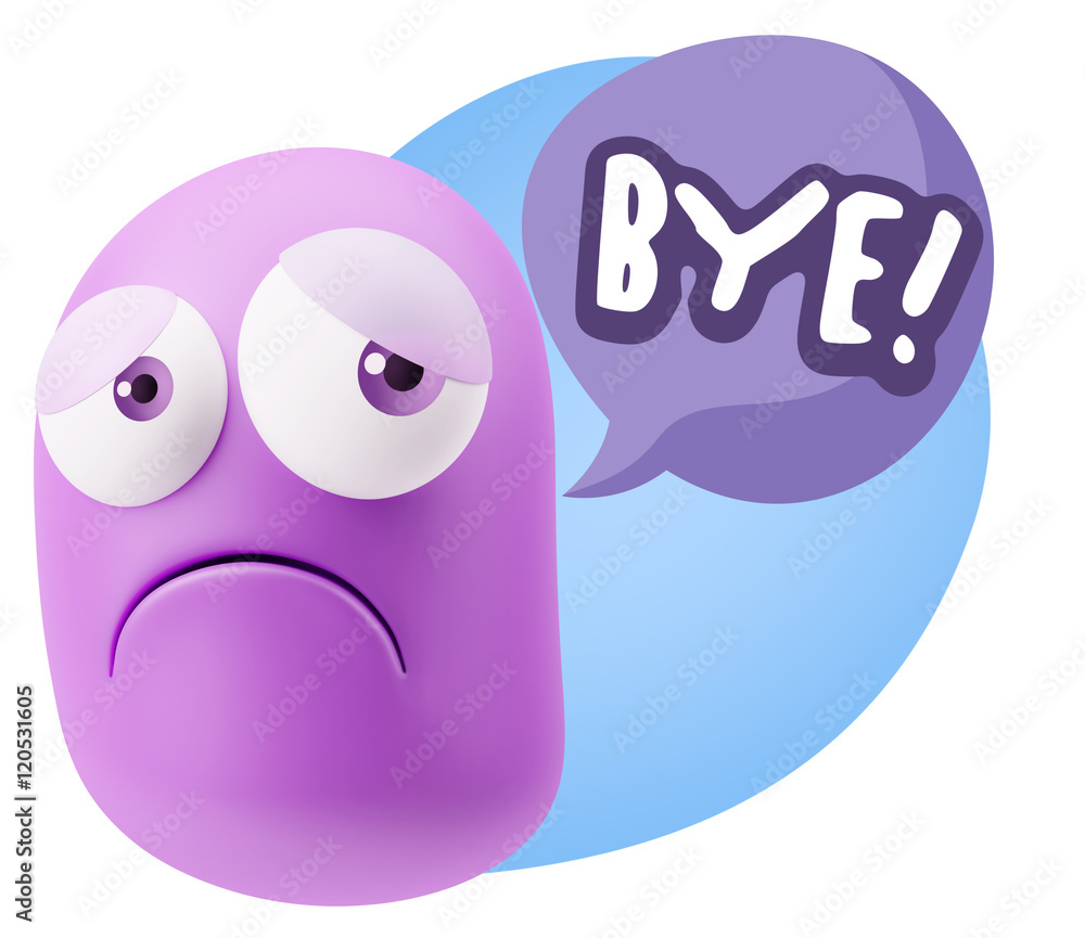 Obraz premium 3d Rendering Sad Character Emoticon Expression saying Bye with C