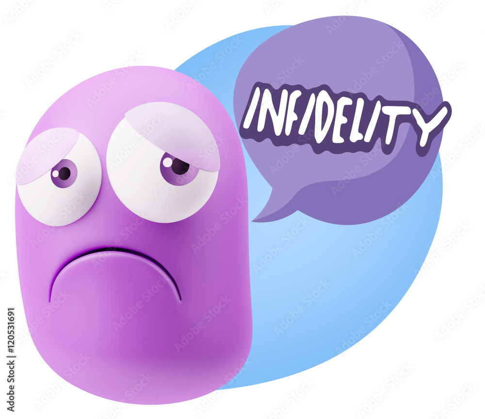 3d Rendering Sad Character Emoticon Expression saying Infidelity 3d Rendering Sad Character Emoticon Expression saying Infidelity