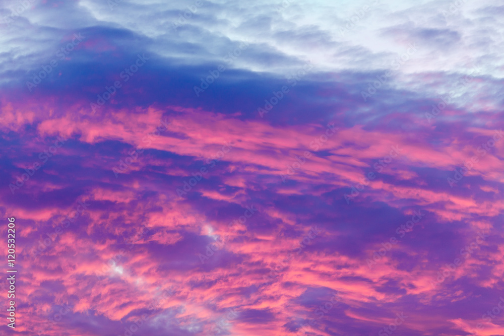 Colorful vibrant clouds on sky at sunset