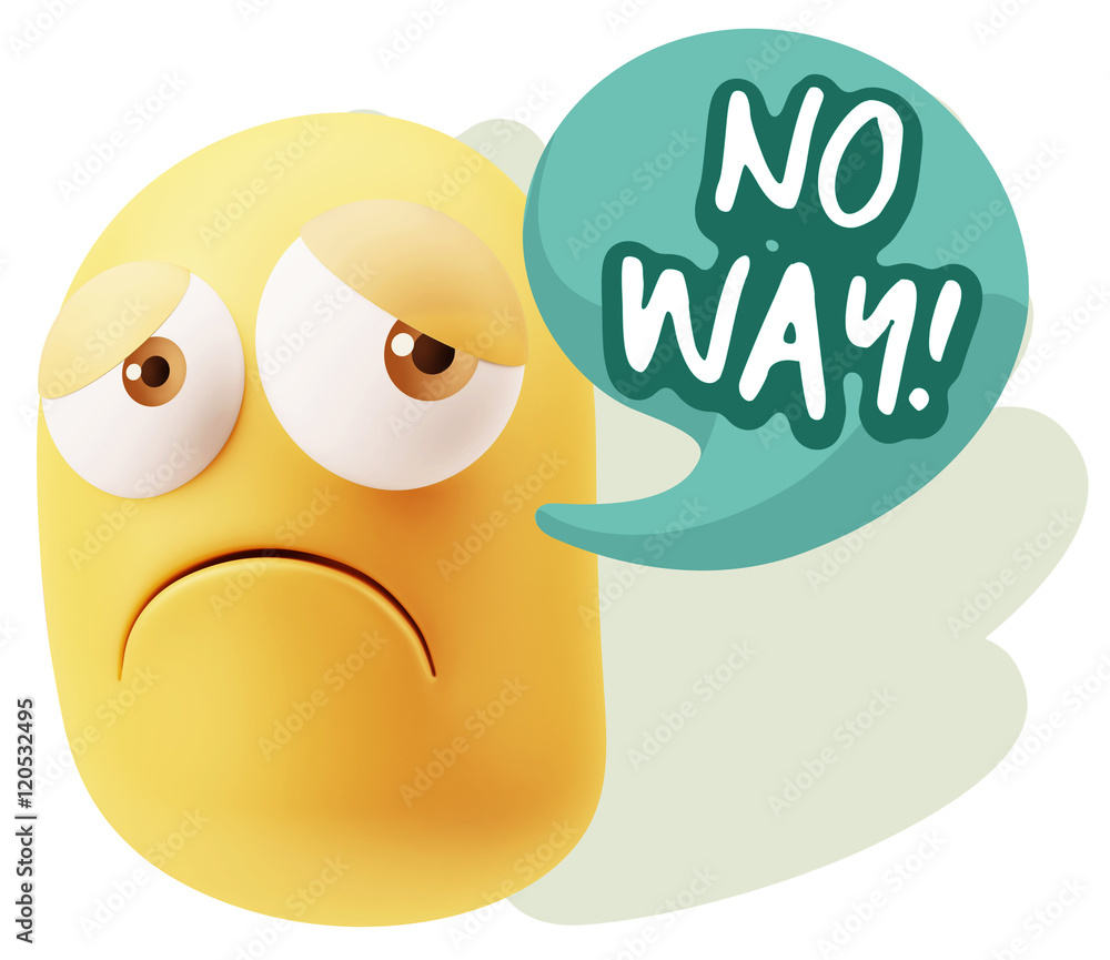 3d Rendering Sad Character Emoticon Expression saying No Way wit 3d Rendering Sad Character Emoticon Expression saying No Way wit