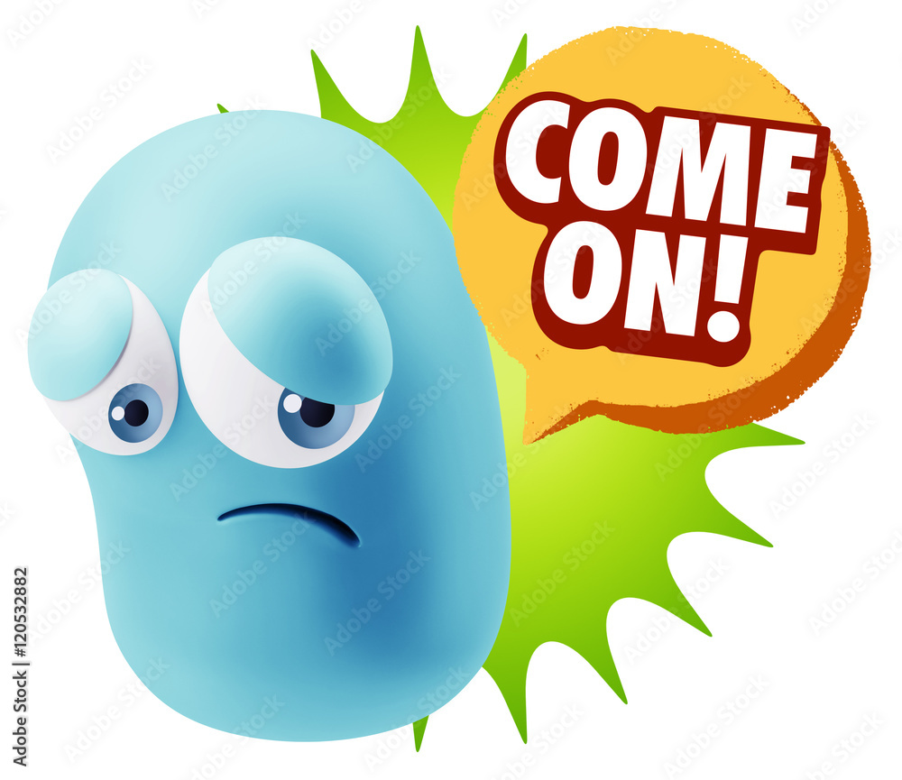 3d Rendering Sad Character Emoticon Expression saying Come On wi 3d Rendering Sad Character Emoticon Expression saying Come On wi