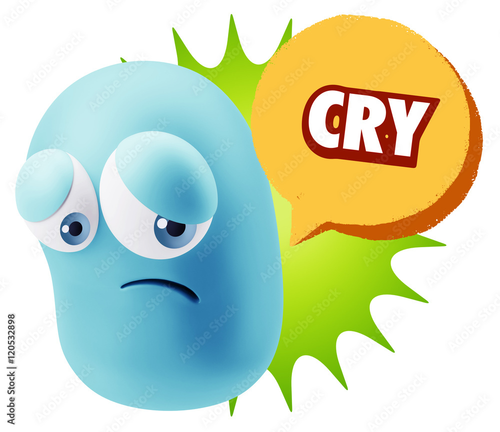 3d Rendering Sad Character Emoticon Expression saying Cry with C 3d Rendering Sad Character Emoticon Expression saying Cry with C