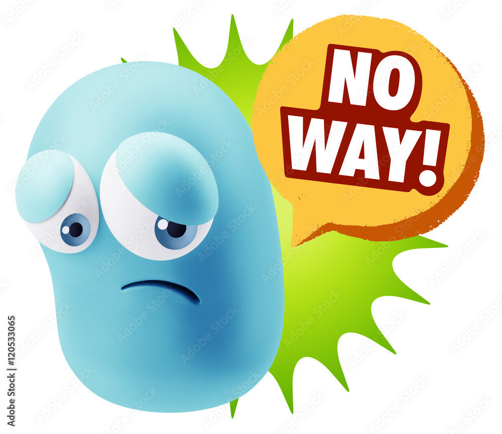3d Rendering Sad Character Emoticon Expression saying No Way wit 3d Rendering Sad Character Emoticon Expression saying No Way wit