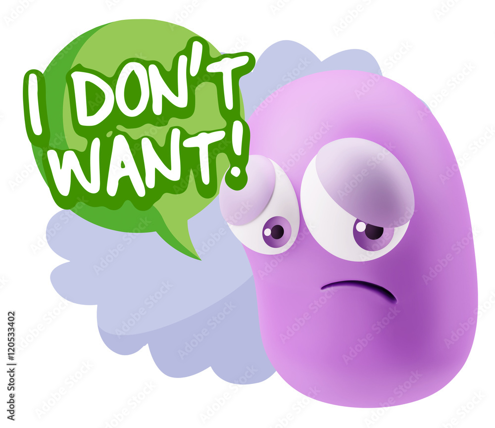 3d Rendering Sad Character Emoticon Expression saying I Don't Wa 3d Rendering Sad Character Emoticon Expression saying I Don't Wa