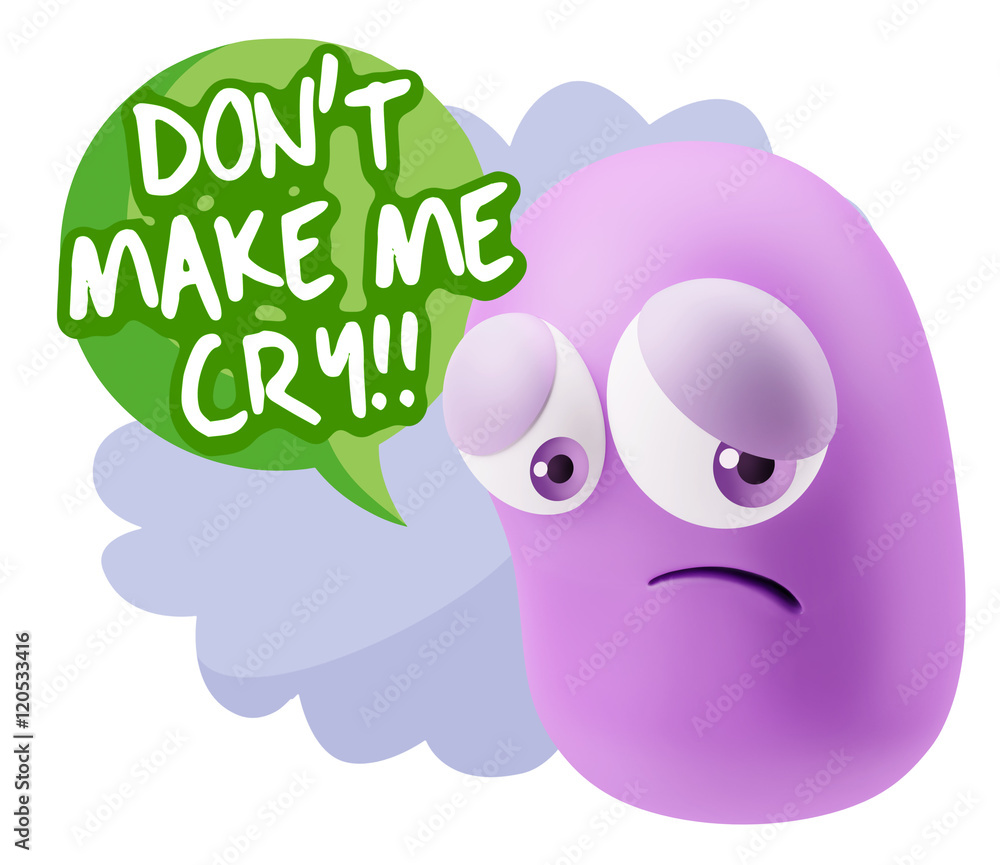 3d Rendering Sad Character Emoticon Expression saying Don't Make 3d Rendering Sad Character Emoticon Expression saying Don't Make