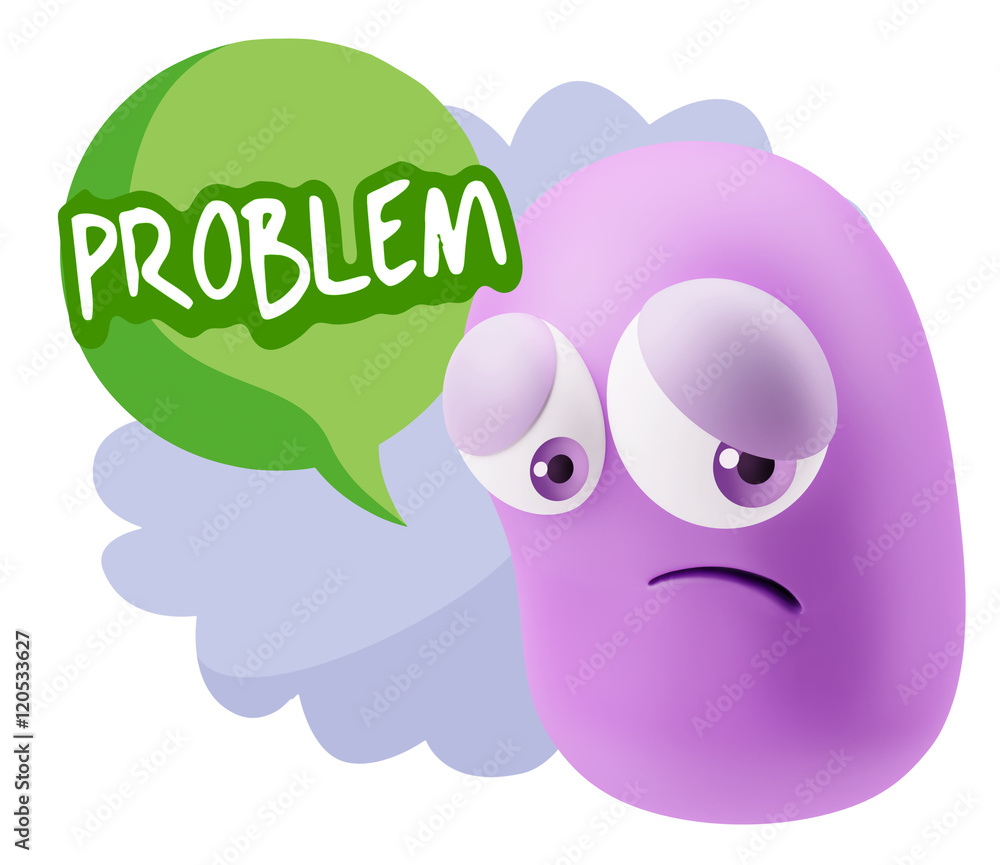3d Rendering Sad Character Emoticon Expression saying Problem wi 3d Rendering Sad Character Emoticon Expression saying Problem wi