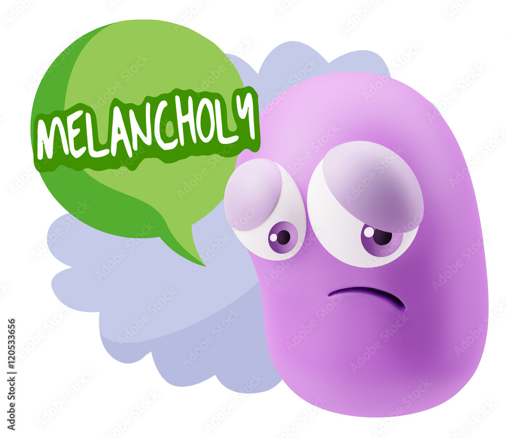 3d Rendering Sad Character Emoticon Expression saying Melancholy 3d Rendering Sad Character Emoticon Expression saying Melancholy