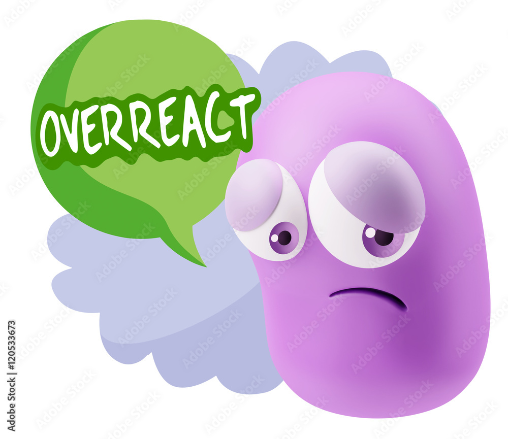 Obraz premium 3d Rendering Sad Character Emoticon Expression saying Overreact