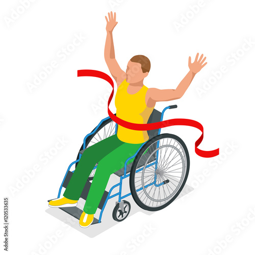 Isometric Olympic sports for peoples with disabled activity. Sport competitions Handicapped sportsmen. Vector illustration paralympic athletes
