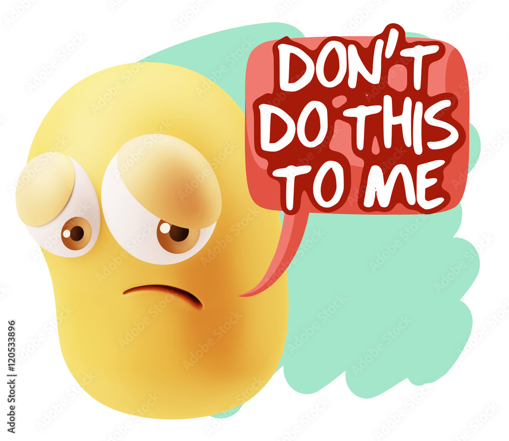 3d Rendering Sad Character Emoticon Expression saying Don't do t 3d Rendering Sad Character Emoticon Expression saying Don't do t