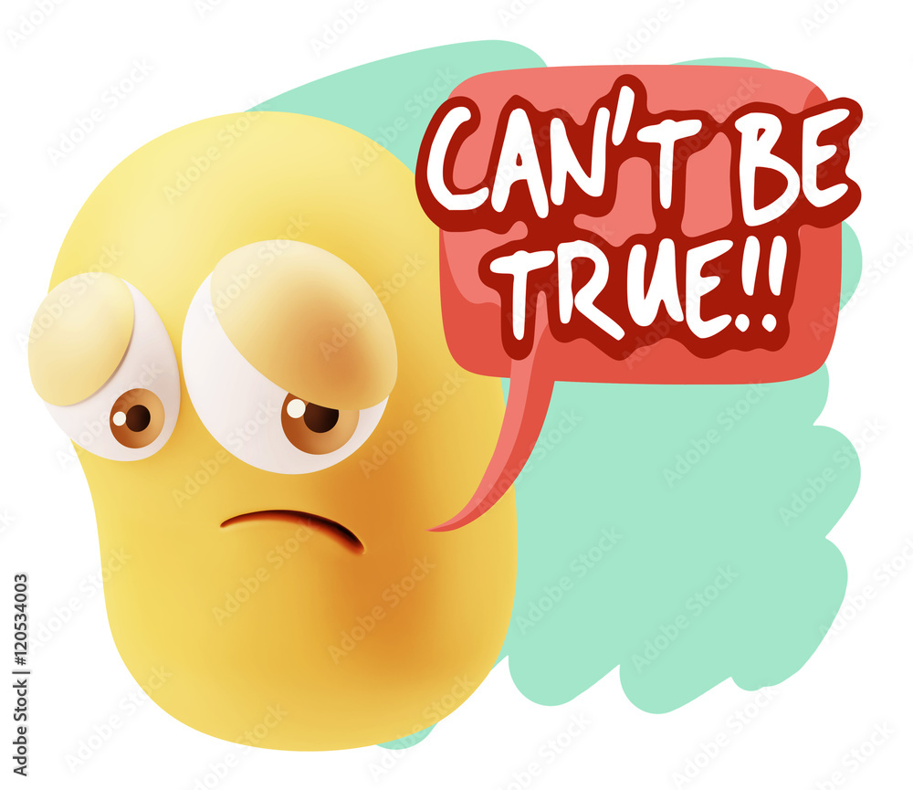 3d Rendering Sad Character Emoticon Expression saying Can't be T 3d Rendering Sad Character Emoticon Expression saying Can't be T