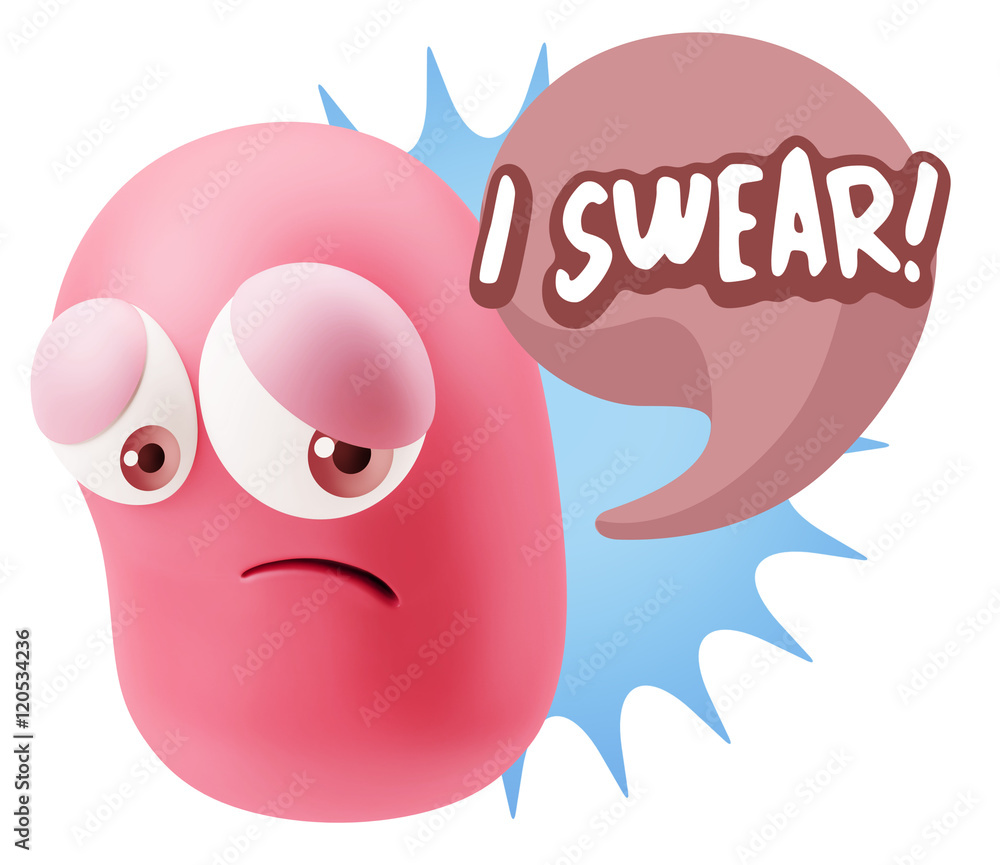 Obraz premium 3d Rendering Sad Character Emoticon Expression saying I Swear wi