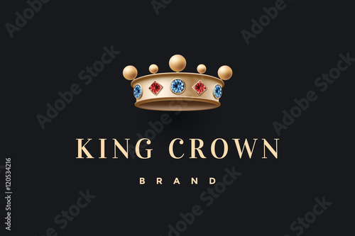 Logo with gold king crown and inscription King Crown