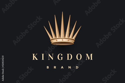 Logo with gold king crown and inscription Kingdom