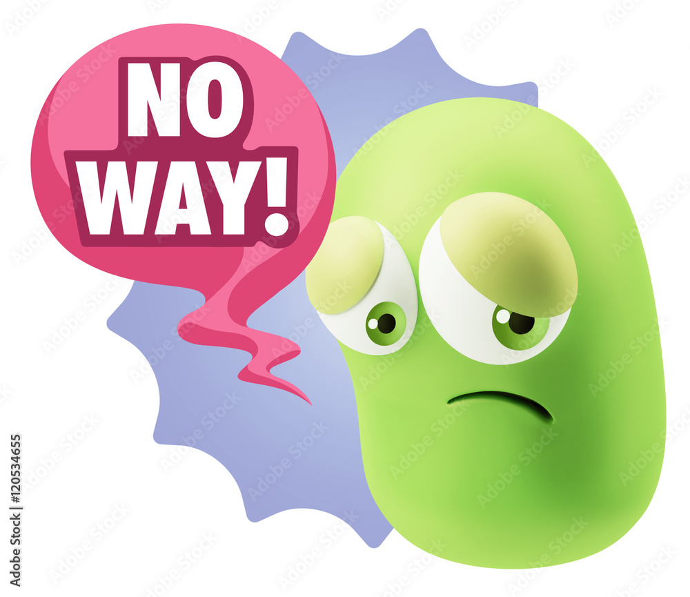3d Rendering Sad Character Emoticon Expression saying No Way wit 3d Rendering Sad Character Emoticon Expression saying No Way wit