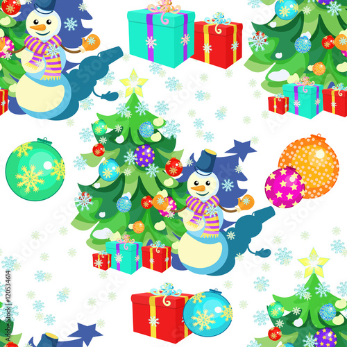 seamless pattern with Christmas decorations, Christmas tree, gif