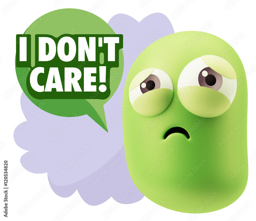 3d Rendering Sad Character Emoticon Expression saying I Don't Ca 3d Rendering Sad Character Emoticon Expression saying I Don't Ca