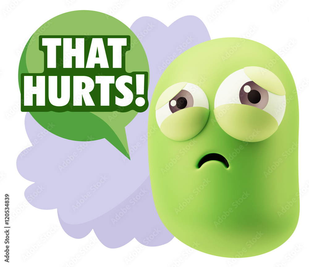 3d Rendering Sad Character Emoticon Expression saying That Hurts 3d Rendering Sad Character Emoticon Expression saying That Hurts