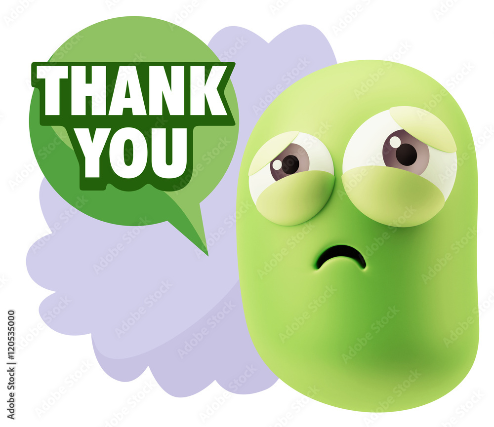 3d Rendering Sad Character Emoticon Expression saying Thank You 3d Rendering Sad Character Emoticon Expression saying Thank You