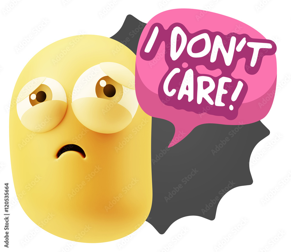 3d Rendering Sad Character Emoticon Expression saying I Don't Ca 3d Rendering Sad Character Emoticon Expression saying I Don't Ca