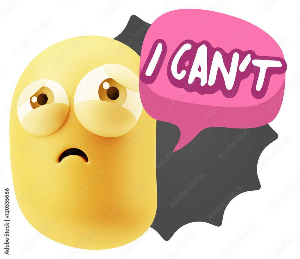 3d Rendering Sad Character Emoticon Expression saying I Can't wi 3d Rendering Sad Character Emoticon Expression saying I Can't wi