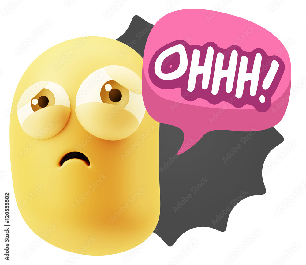 3d Rendering Sad Character Emoticon Expression saying Oh with Co 3d Rendering Sad Character Emoticon Expression saying Oh with Co
