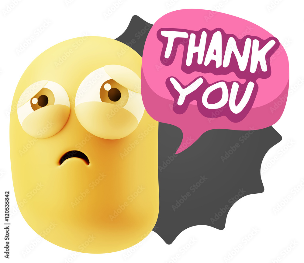 3d Rendering Sad Character Emoticon Expression saying Thank You 3d Rendering Sad Character Emoticon Expression saying Thank You