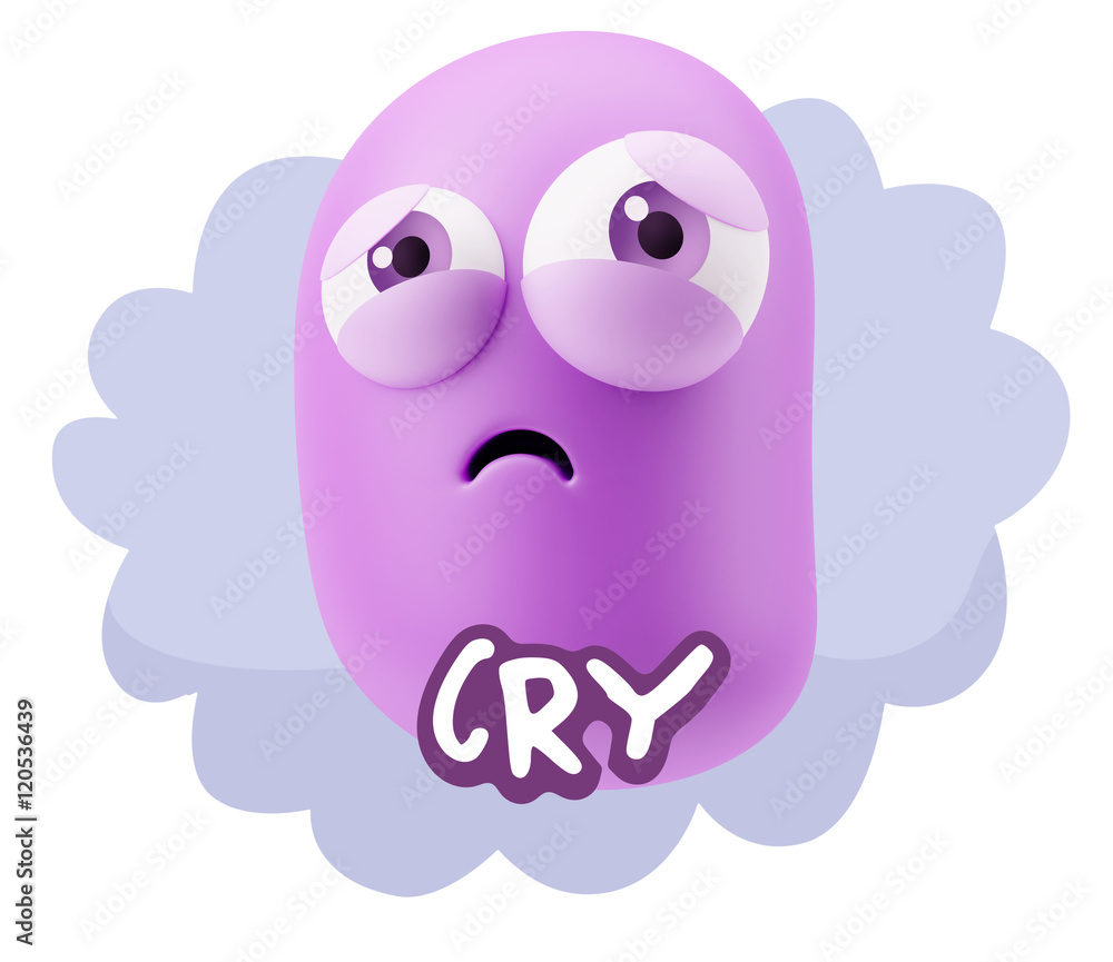 3d Rendering Sad Character Emoticon Expression saying Cry with C 3d Rendering Sad Character Emoticon Expression saying Cry with C